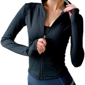 2024 Women Sport Jacket Zipper Yoga Coat Clothes Quick Dry Fitness Jacket Running Hoodies Thumb Hole Sportwear Gym Workout Top