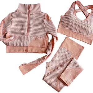 3Pcs Seamless Yoga Gym Fitness Clothing Women Suit Sportswear Female Workout Leggings Top Clothes Training