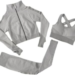 3Pcs Seamless Yoga Set Gym Clothing Women Suit Sportswear Female Workout Leggings Top Sport Clothes Training