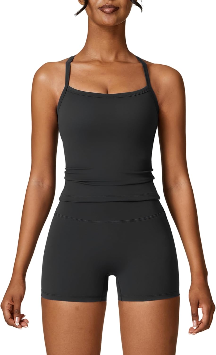 ABEHIK Two Piece Workout Sets for Women Sports Bra Tank Top High Waist Booty Lifting Shorts Gym Yoga Active Wear Outfits - Image 16