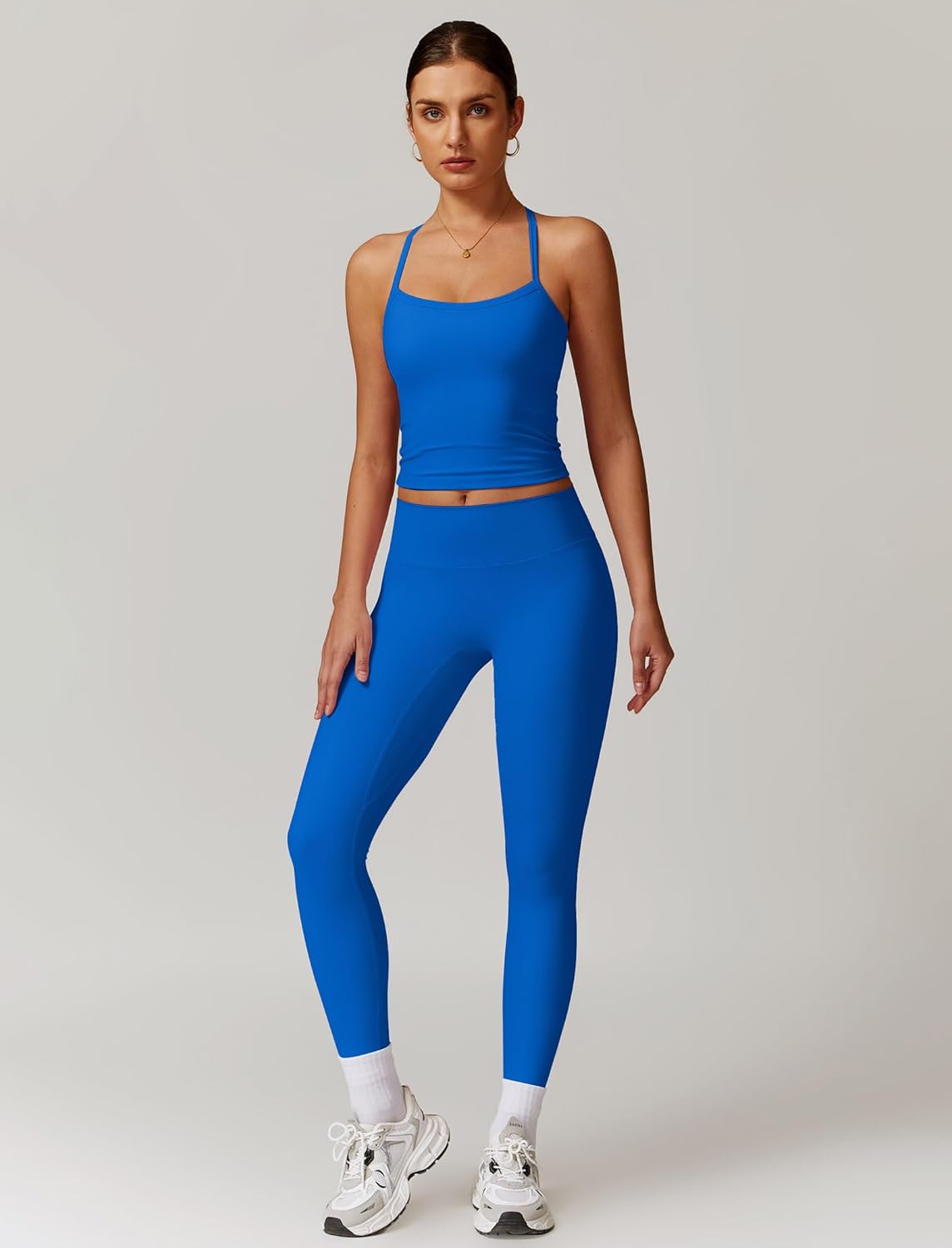 ABEHIK Workout Sets for Women 2 Piece Sports Bra Tank Top High Waist Booty Lifting Leggings Gym Yoga Active Wear Outfits - Image 2