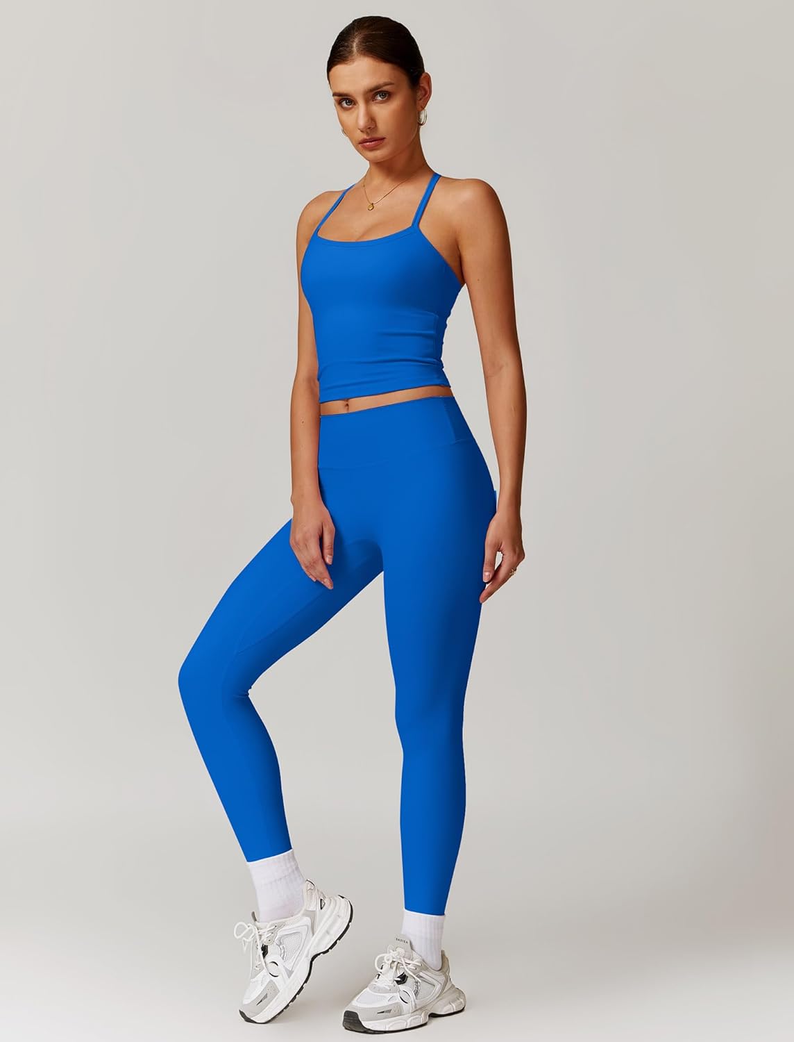 ABEHIK Workout Sets for Women 2 Piece Sports Bra Tank Top High Waist Booty Lifting Leggings Gym Yoga Active Wear Outfits - Image 4