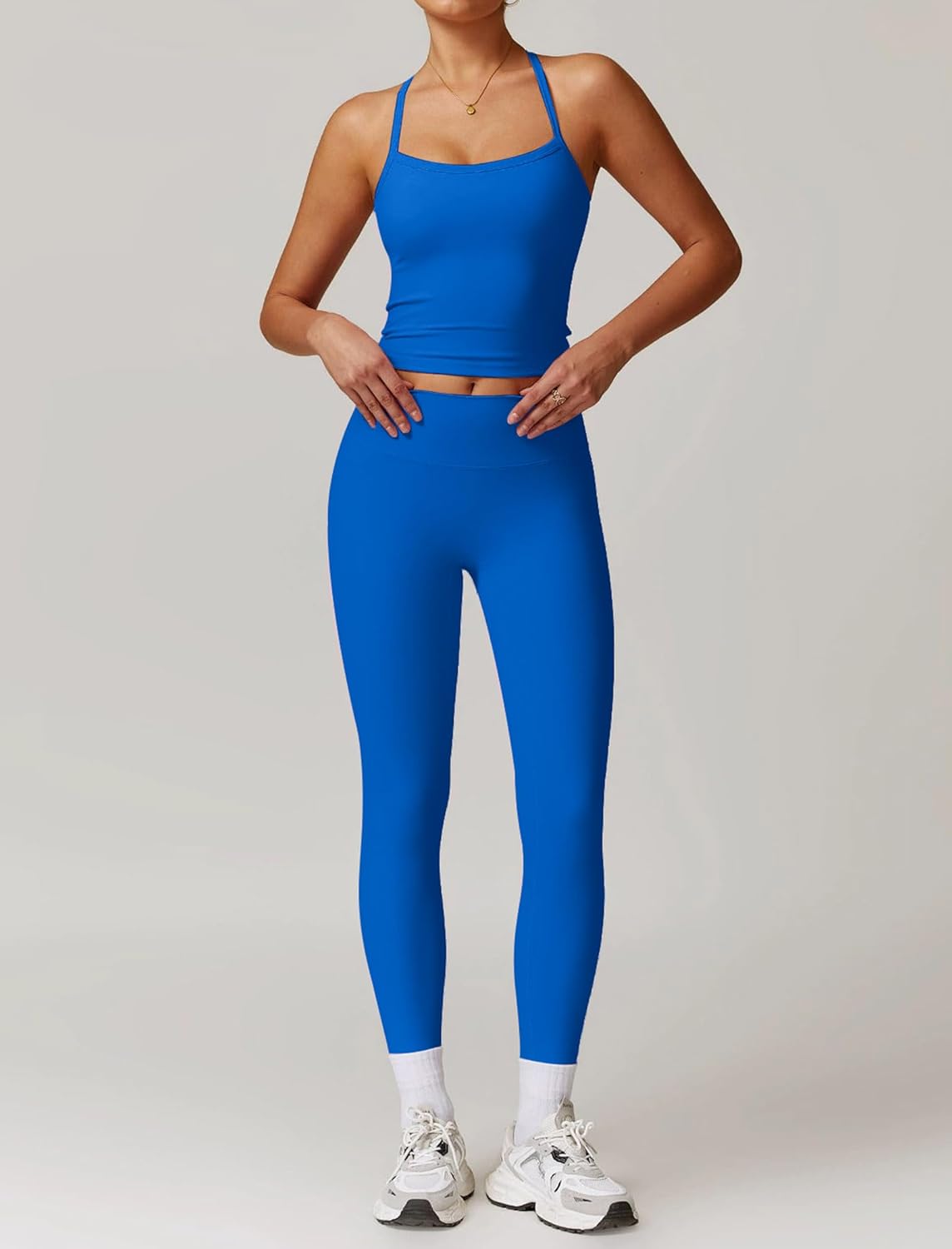 ABEHIK Workout Sets for Women 2 Piece Sports Bra Tank Top High Waist Booty Lifting Leggings Gym Yoga Active Wear Outfits - Image 5