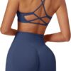 ABOCIW 2 Piece Seamless Workout Sets for Women Scoop Neck Strappy Sports Bra Scrunch Butt Lifting Gym Impact Shorts