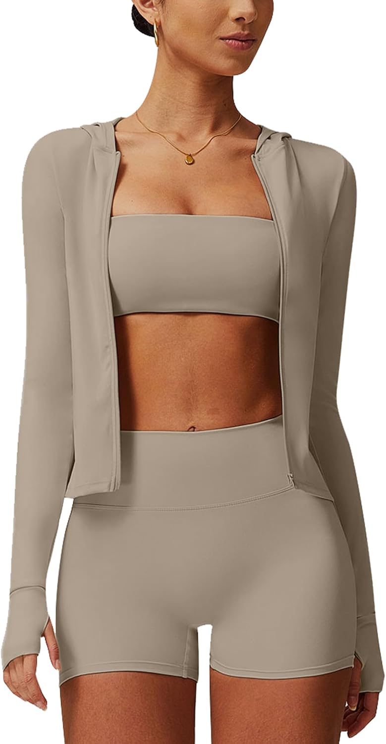 ABOCIW Women Workout Sets Bandeau Bralette Sports Bra Scrunch Butt Lifting High Waist Shorts 2 Piece Gym Yoga Outfits - Image 7