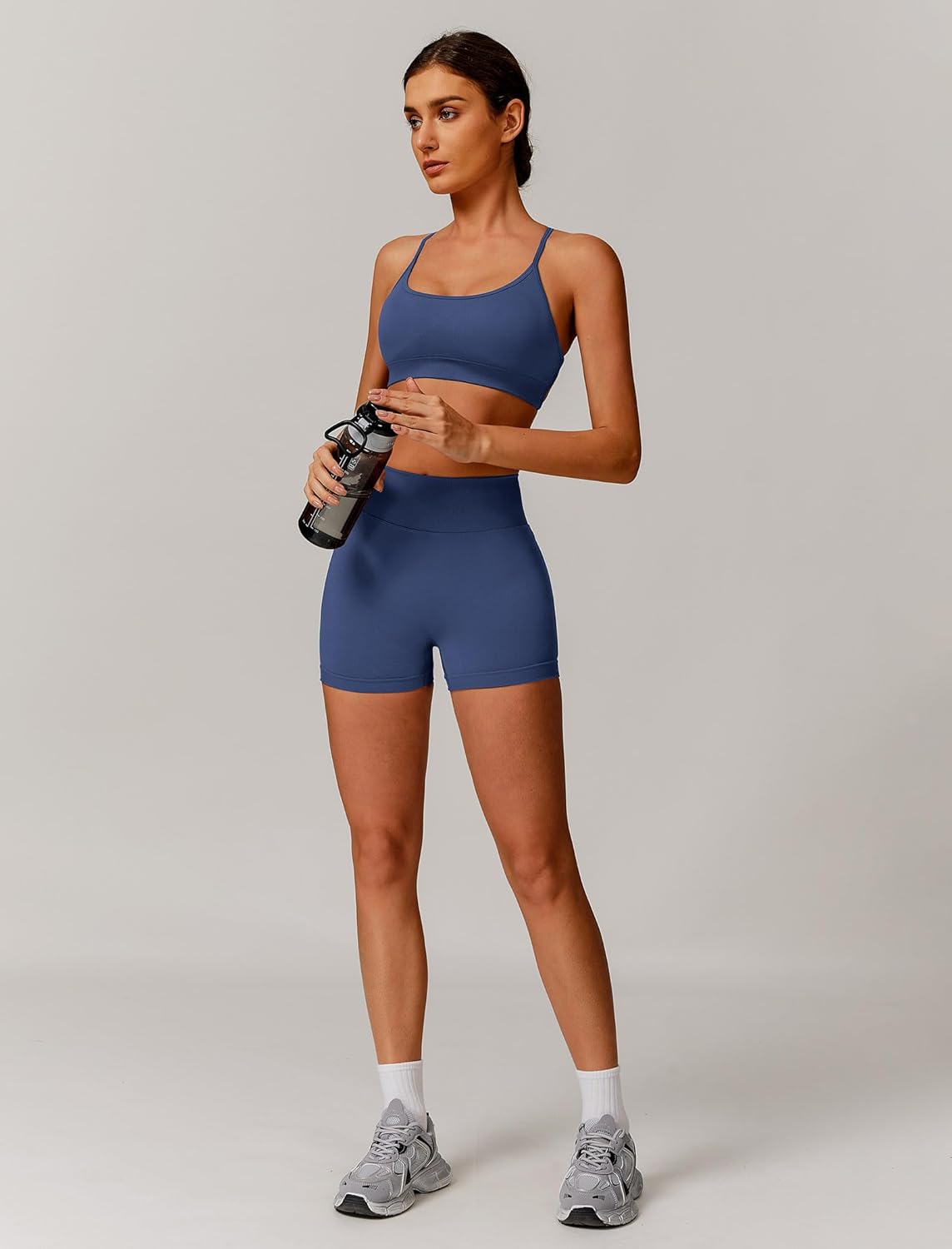 ABOCIW Womens Seamless Workout Sets Backless Sports Bra Scrunch Butt High Waist Gym Shorts 2 Piece Outfits - Image 5