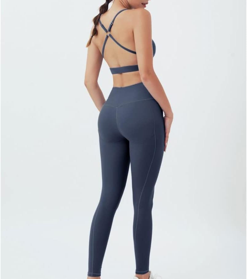 AFPSDLFJDLS Women's Yoga Set Women Gym Clothing Tranksuit Seamless Workout Sportswear High Waist Leggings+Sports Bra Crop Top - Image 4