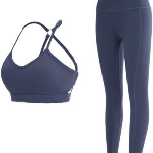 AFPSDLFJDLS Women's Yoga Set Women Gym Clothing Tranksuit Seamless Workout Sportswear High Waist Leggings+Sports Bra Crop Top