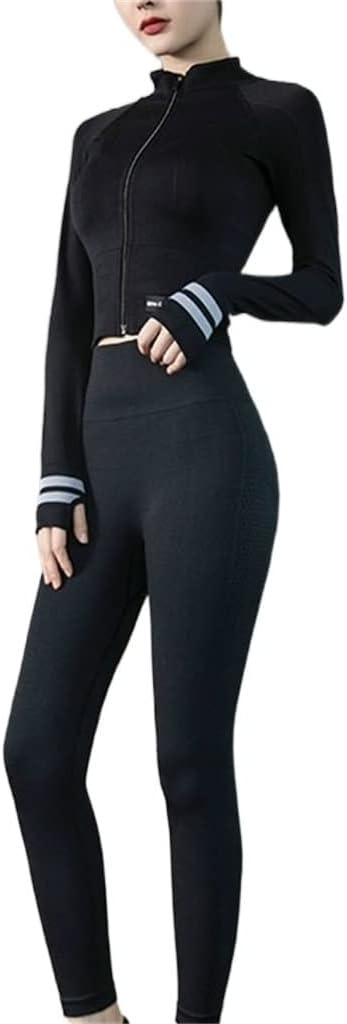 AFPSDLFJDLS Yoga Clothing Quick-Drying Clothes Professional Gym Outdoor Running Sports Suit Female Autumn(Large)