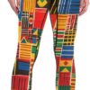 African Kente Cloth Ethnic Art Pattern Yoga Pants Workout Leggings for Women High Waist Gym Tights with Printed