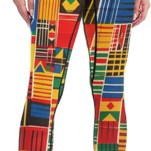African Kente Cloth Ethnic Art Pattern Yoga Pants Workout Leggings for Women High Waist Gym Tights with Printed