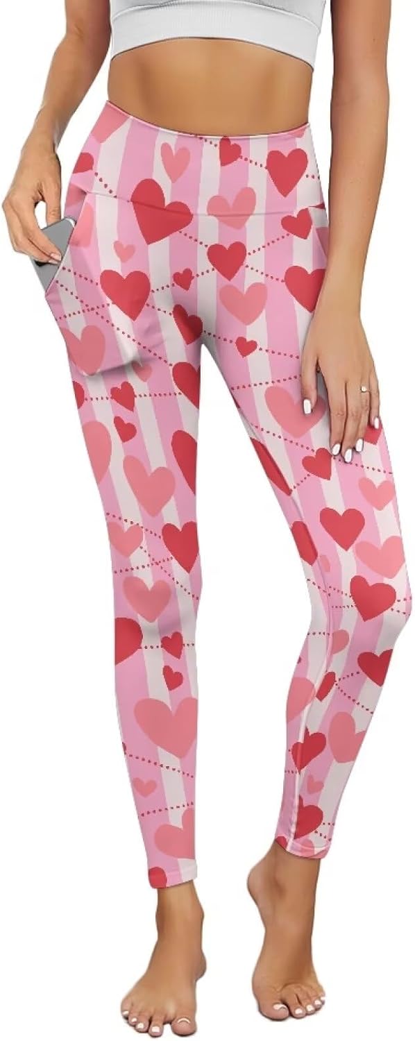 Biyejit High Waist Yoga Pants with Pockets, Tummy Control Workout Running Yoga Leggings for Women Plus Size XS-3XL