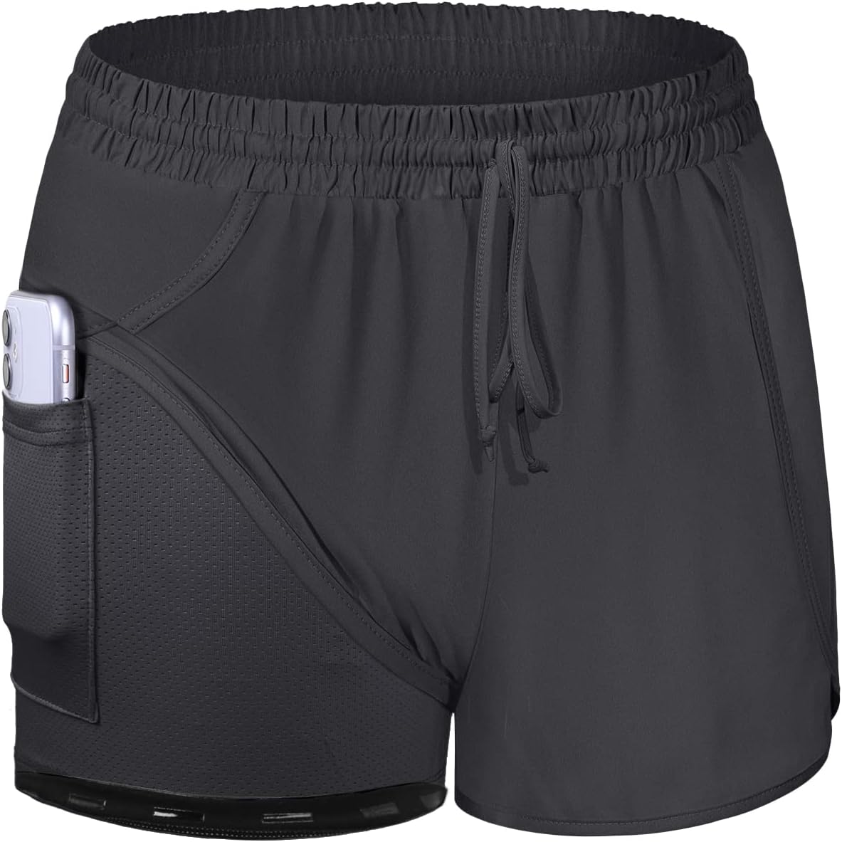 BLEVONH Women Yoga Running Shorts 2 in 1 Workout Athletic Shorts with Pockets S-3XL