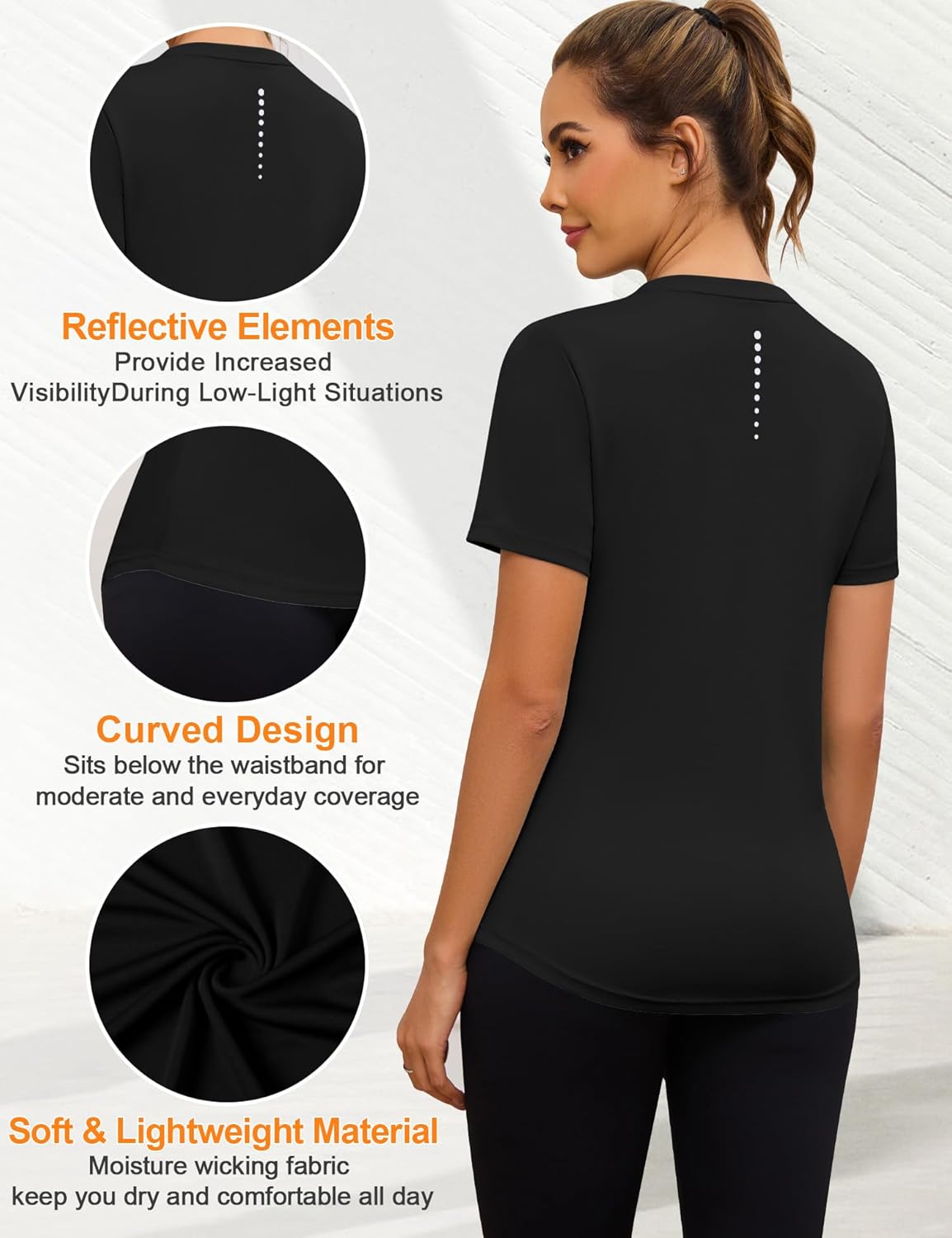 Blingfit Workout Tops for Women Short Sleeve Yoga Shirts Sports Gym Tshirts Quick Drying Running Top UPF 80+ Sun Protection - Image 3