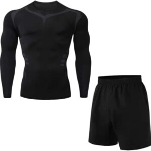 CGTENBS Men's Breathable Sports Running Suit Quick Drying Gym Clothes Night Running Tight Fit Sports Wear