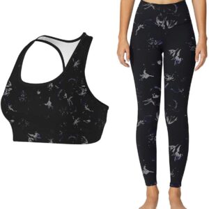 CHOO Women's Performance Workout Yoga Exercise Sport Leggings and Sports Bra Set