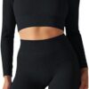 Customized Yoga Sets Women Workout Sportswear Gym Clothing Fitness Long Sleeve Top High Waist Sports Suits