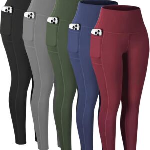 Diravo 5 Pack Workout Leggings for Women with Pockets - High Waisted Yoga Pants Women Tummy Control Gym Athletics Clothes