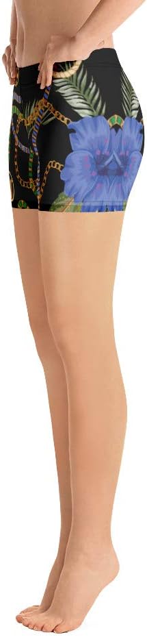 Edwin Vonholy Gym Workout Yoga Shorts for Women Girls Flowery Blue Flower Ashen Black Pants - Image 3