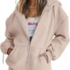 EFAN Women's Drawstring Zip Up Cute Hoodies Fall Jacket Oversized Casual Sweatshirts with Pocket