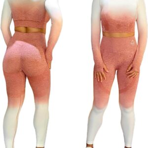 EROSEL Women's Fitness Clothing Gym Outfit \u2013 Ombre 2 Piece Workout Sets for Women Crop Top & High Waisted Legging Set\u2013 Womens
