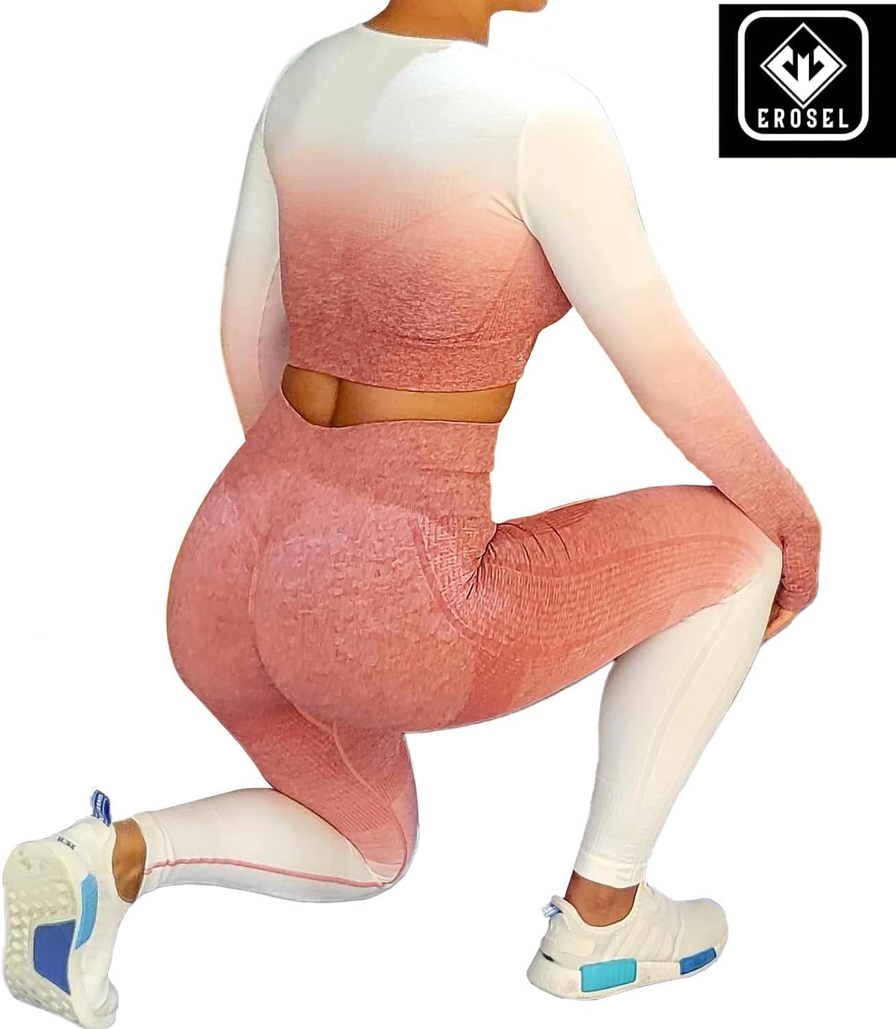 EROSEL Women's Fitness Clothing Gym Outfit \u2013 Ombre 2 Piece Workout Sets for Women Crop Top & High Waisted Legging Set\u2013 Womens - Image 3