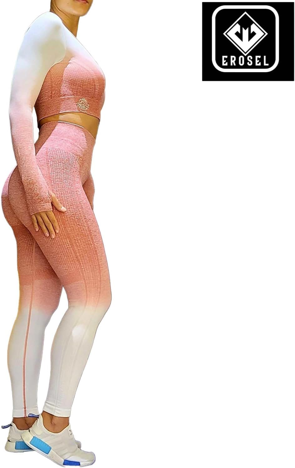 EROSEL Women's Fitness Clothing Gym Outfit \u2013 Ombre 2 Piece Workout Sets for Women Crop Top & High Waisted Legging Set\u2013 Womens - Image 2