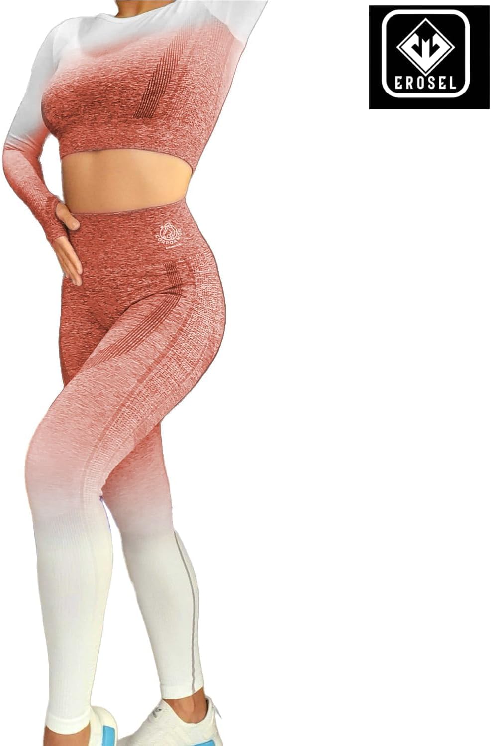 EROSEL Women's Fitness Clothing Gym Outfit \u2013 Ombre 2 Piece Workout Sets for Women Crop Top & High Waisted Legging Set\u2013 Womens - Image 4