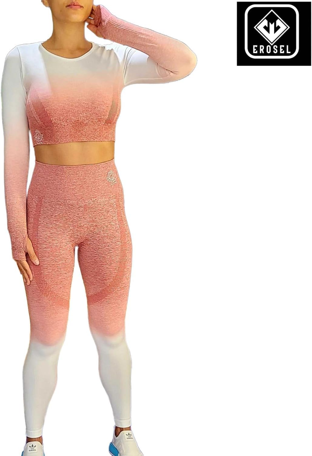 EROSEL Women's Fitness Clothing Gym Outfit \u2013 Ombre 2 Piece Workout Sets for Women Crop Top & High Waisted Legging Set\u2013 Womens - Image 5