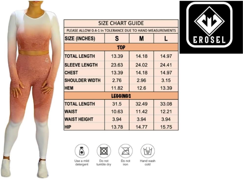 EROSEL Women's Fitness Clothing Gym Outfit \u2013 Ombre 2 Piece Workout Sets for Women Crop Top & High Waisted Legging Set\u2013 Womens - Image 8