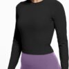 GGOV Womens Long Sleeve Crop Workout Tops Yoga Cropped Top Gym Shirts Athletic Clothes Slim Fit