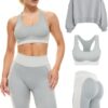 Gym Sets Women 2 Piece or 3, Matching Workout Set Women Shorts Bra, Yoga Workout Outfit, Fitness Exercise Clothes Running Set
