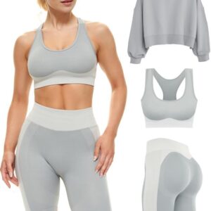 Gym Sets Women 2 Piece or 3, Matching Workout Set Women Shorts Bra, Yoga Workout Outfit, Fitness Exercise Clothes Running Set