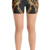 Gym Workout Yoga Shorts for Women Girls Black Floral Gold Baroque Pants