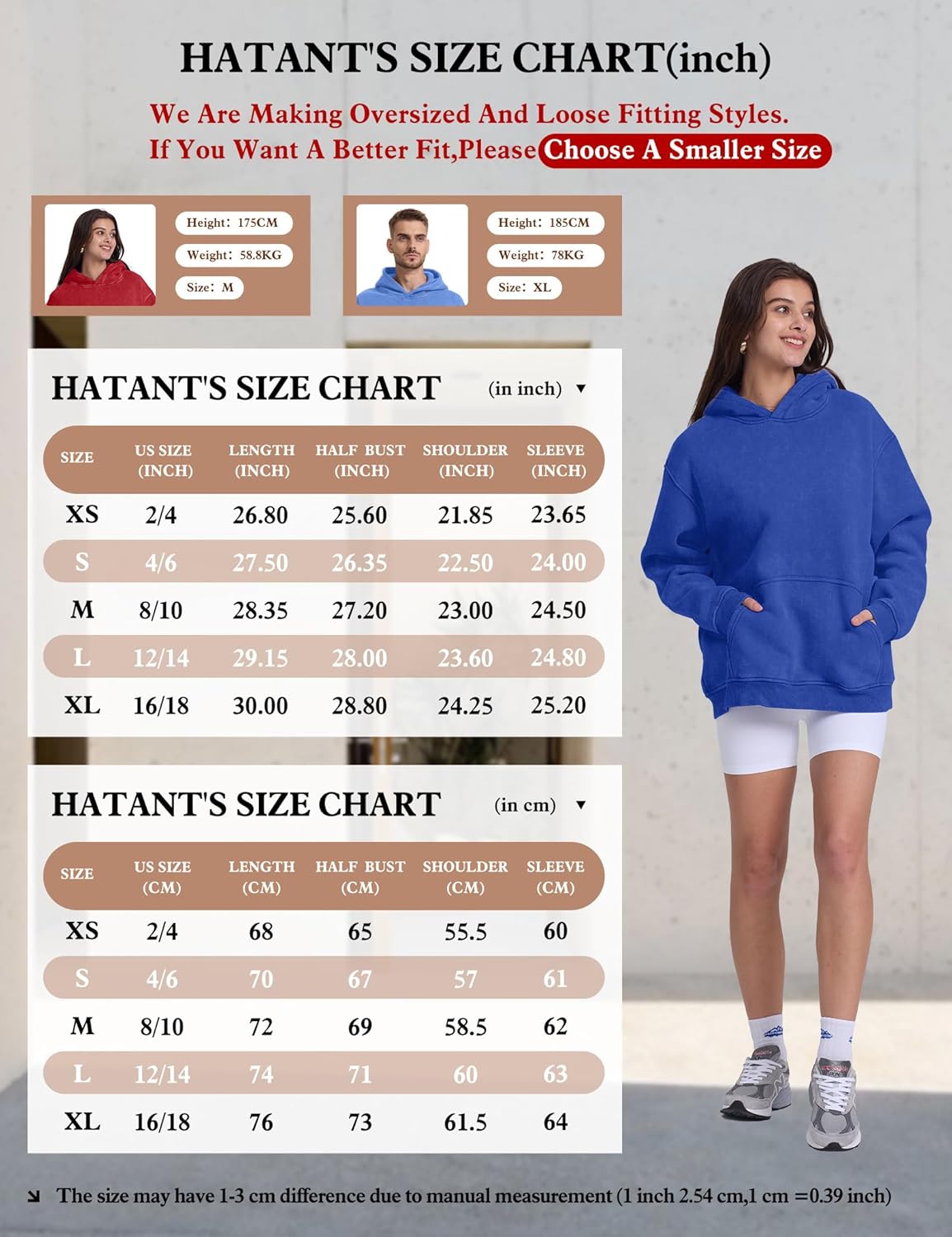 Hatant Oversized Hoodie Sweatshirts for Women Couples Heavyweight Hoodies Pullover Vintage Acid Wash Sweaters Pullover 2025 - Image 4