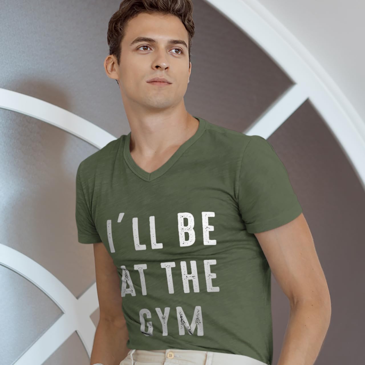 I'll Be at The Gym V-Neck T-Shirt - Workout Inspired Stuff- Gym Clothing - Image 4