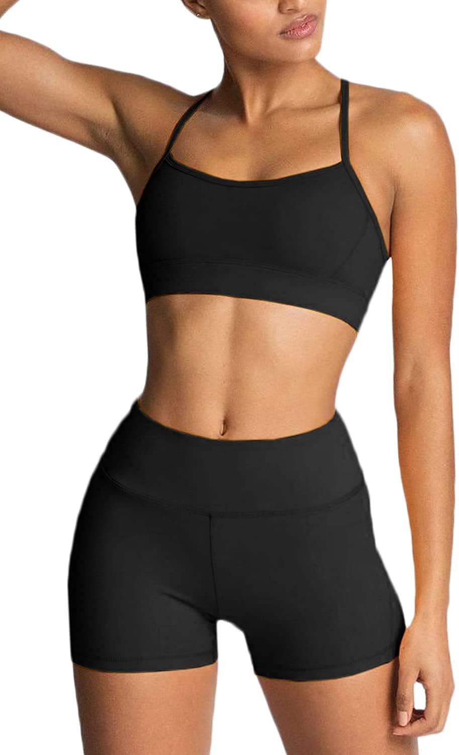 IMEKIS Women's Workout Sets 2 Piece Yoga Outfit High Waisted Biker Shorts Leggings Sports Bra Gym Fitness Clothes Tracksuit - Image 24