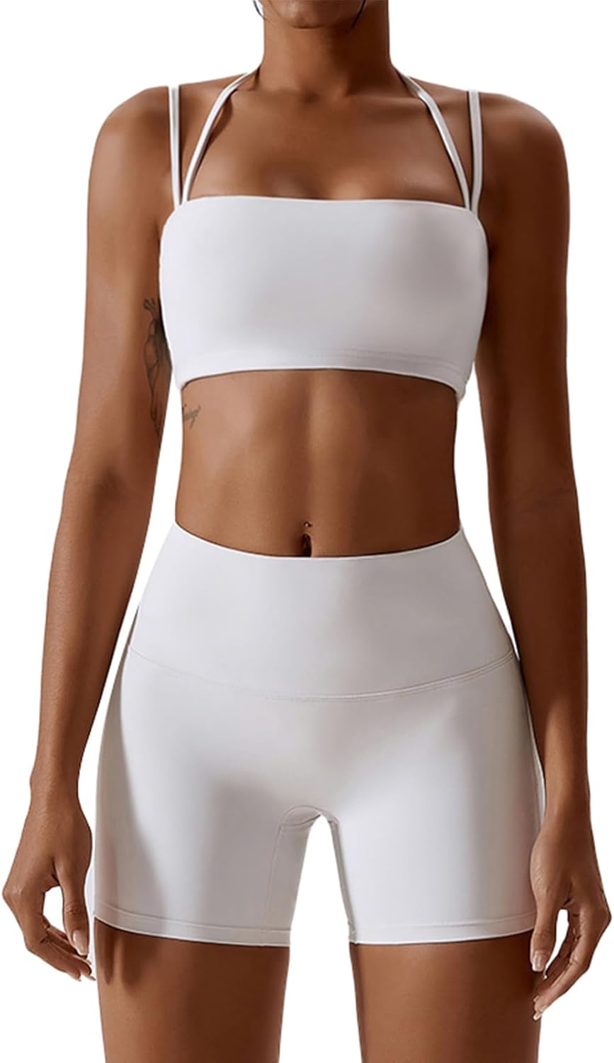 IMEKIS Women's Workout Sets 2 Piece Yoga Outfit High Waisted Biker Shorts Leggings Sports Bra Gym Fitness Clothes Tracksuit - Image 23