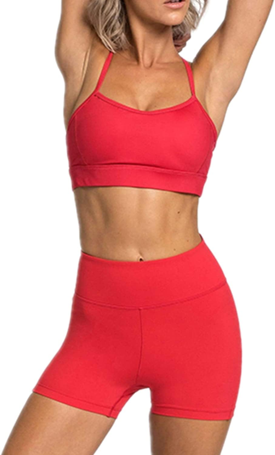 IMEKIS Women's Workout Sets 2 Piece Yoga Outfit High Waisted Biker Shorts Leggings Sports Bra Gym Fitness Clothes Tracksuit - Image 37