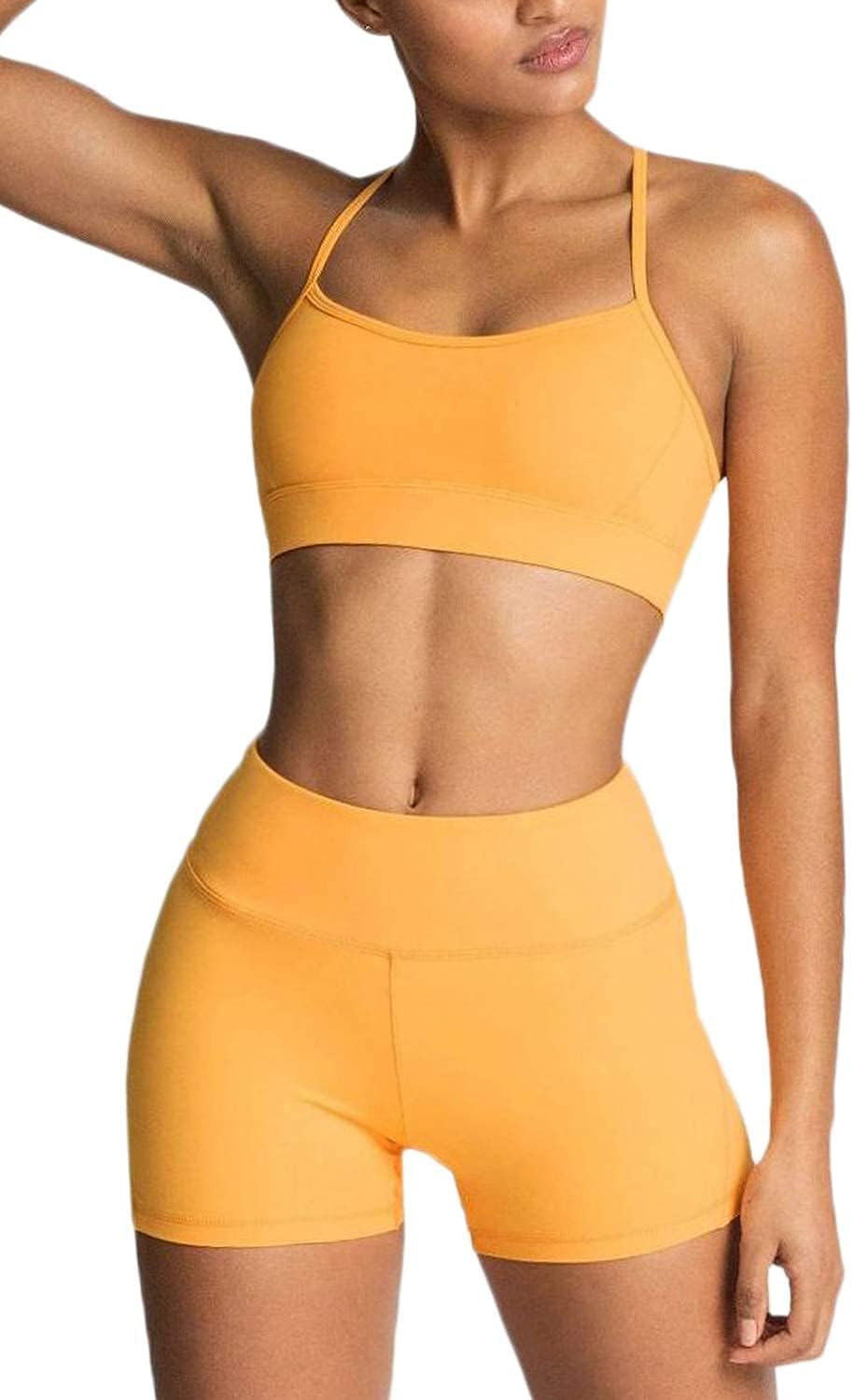 IMEKIS Women's Workout Sets 2 Piece Yoga Outfit High Waisted Biker Shorts Leggings Sports Bra Gym Fitness Clothes Tracksuit - Image 36