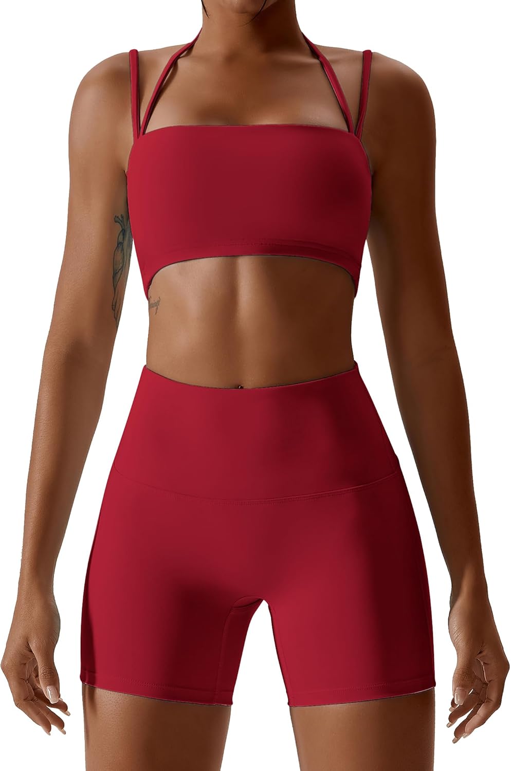 IMEKIS Women's Workout Sets 2 Piece Yoga Outfit High Waisted Biker Shorts Leggings Sports Bra Gym Fitness Clothes Tracksuit - Image 8