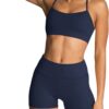 IWEMEK Women's Workout Sets 2 Piece Yoga Outfits High Waisted Biker Shorts and Cross Back Sports Bra Gym Set