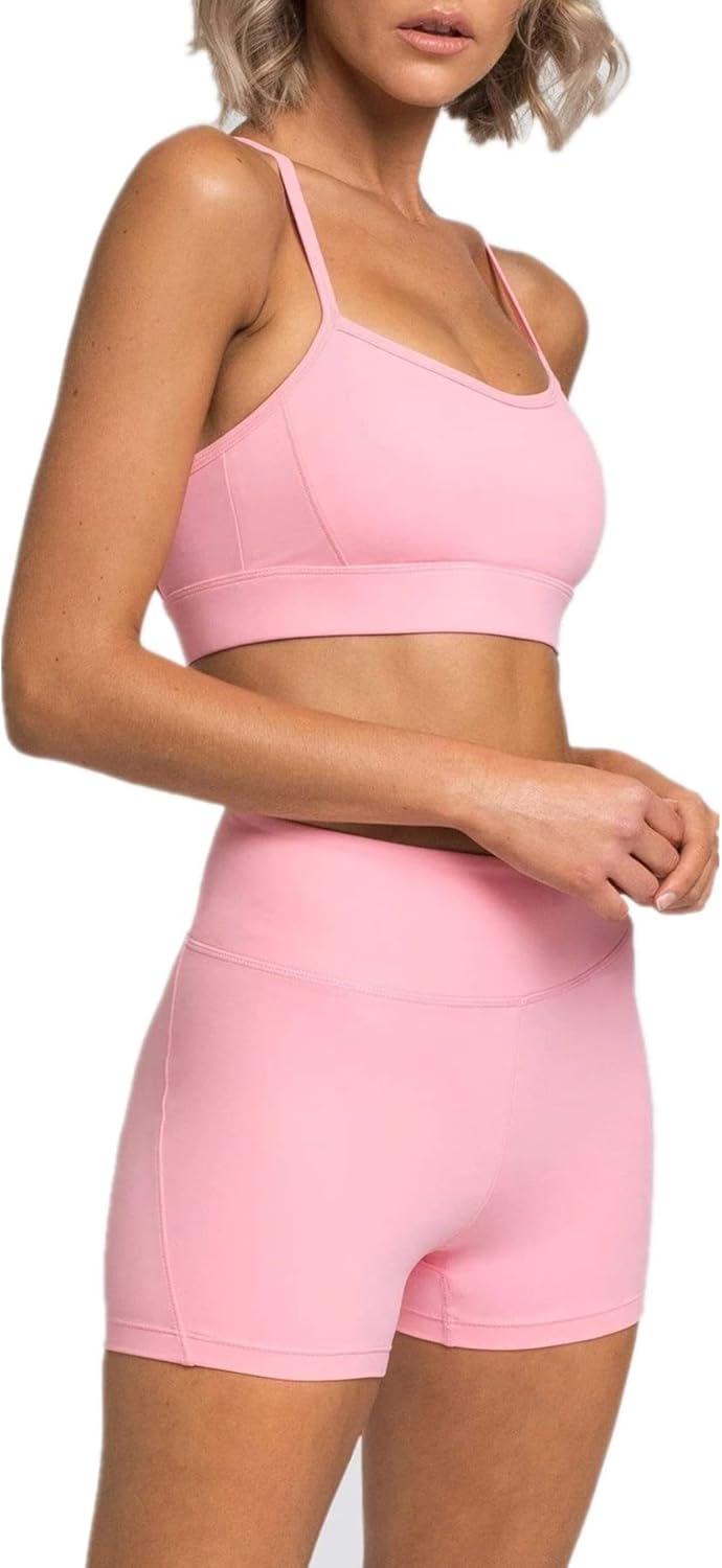 IWEMEK Women's Workout Sets 2 Piece Yoga Outfits High Waisted Biker Shorts and Cross Back Sports Bra Gym Set - Image 6