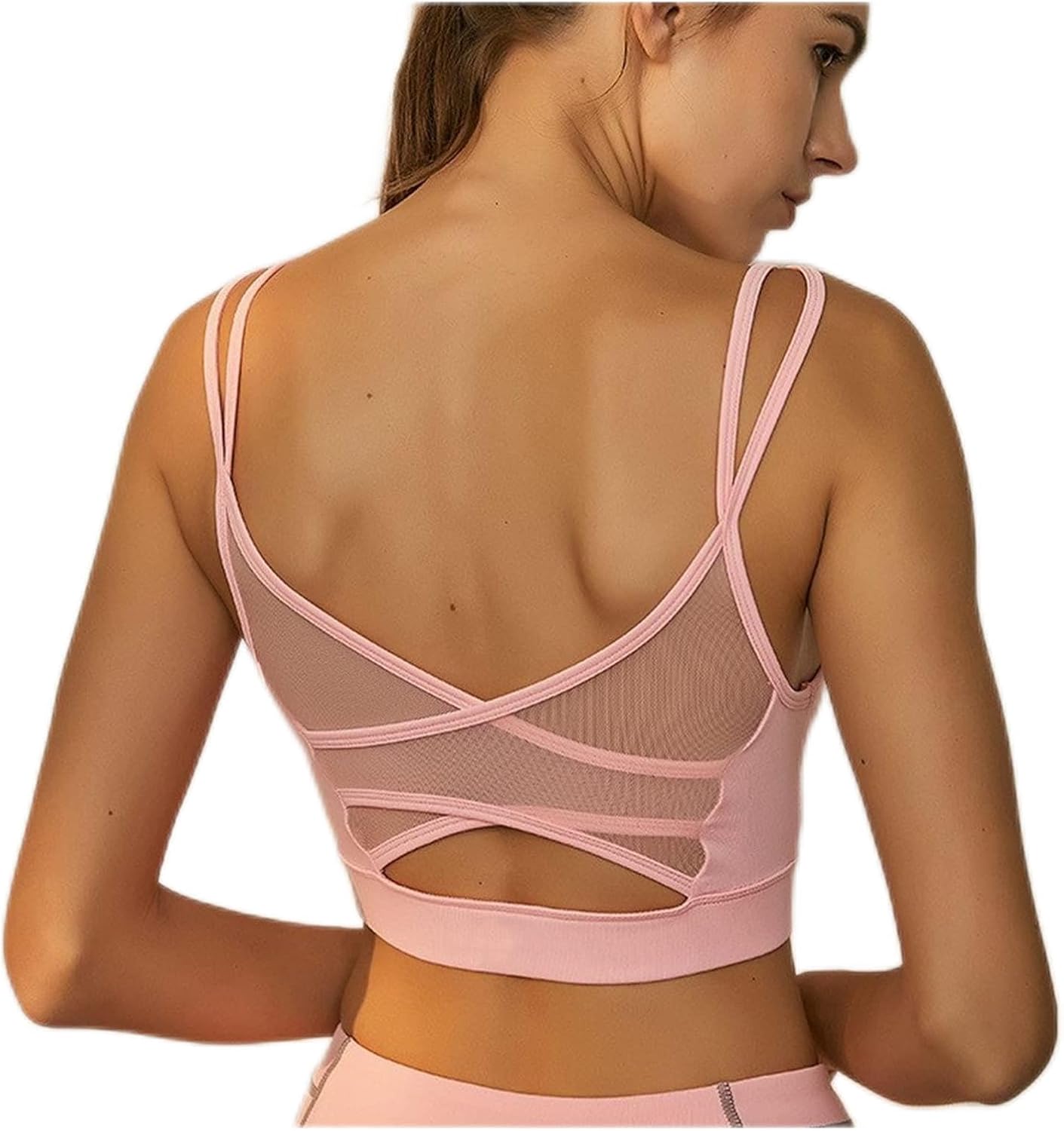 JOQWJPOIJ Women's Sports Bra Mesh Breathable Underwear Fitness Gym Workout Top Yoga Clothes
