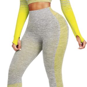 JOYMODE Workout Sets for Women 2 Piece High Waist Seamless Leggings and Crop Top Yoga Outfit