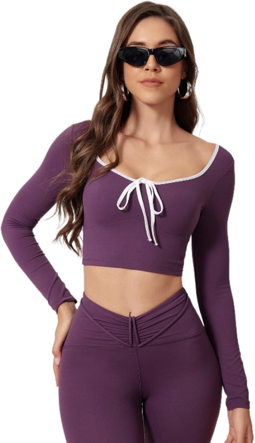 KirinDa Women's Long Sleeve Workout Top (S-XL)\u2014Quick-Dry Fitness Clothing for Yoga, Pilates, Gym, Running & Dance