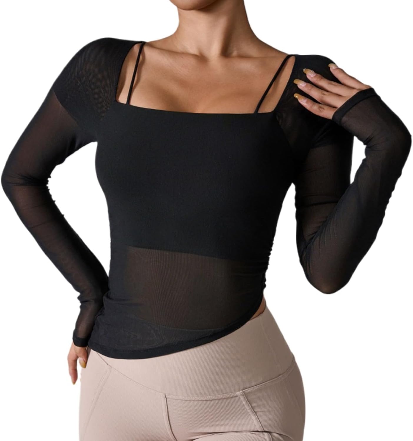 KirinDa Women's Long Sleeve Yoga Top (S-XL)\u2014 Mesh Workout Shirt for Yoga, Pilates & Gym. Seamless Fitness Clothing. - Image 9