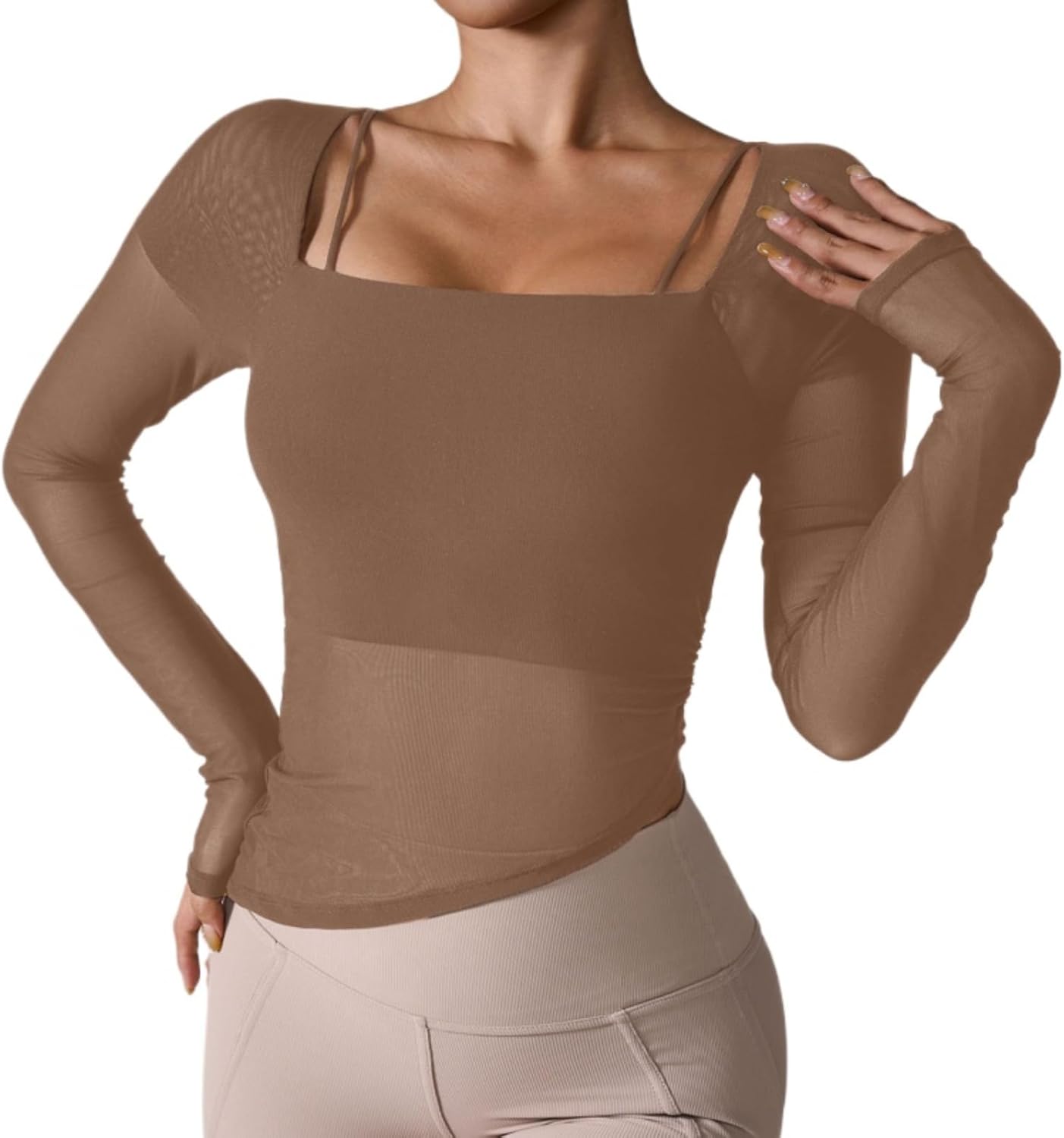 KirinDa Women's Long Sleeve Yoga Top (S-XL)\u2014 Mesh Workout Shirt for Yoga, Pilates & Gym. Seamless Fitness Clothing. - Image 8