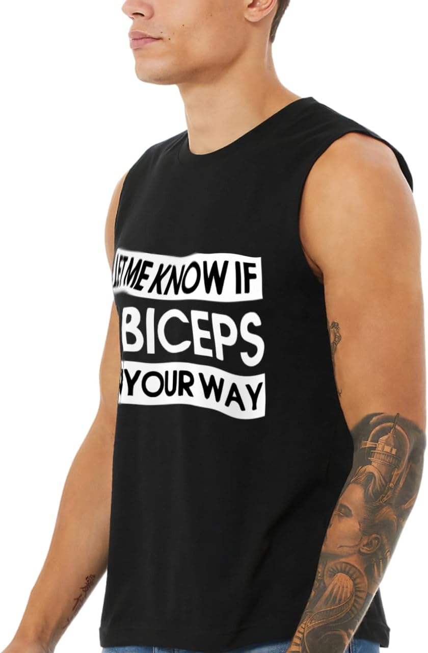 Let Me Know If My Biceps Jersey Muscle Tank - Gym Design Gift Ideas - Gym Clothing - Image 2