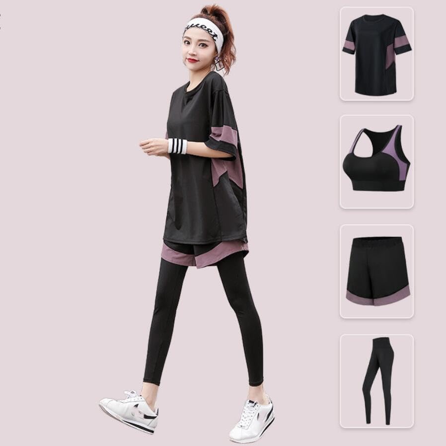 Loose Shirt++Shorts+Pants Women Yoga Piece Set Plus Size Fitness Gym Suits Sportswear Running Clothing - Image 3